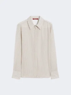 Printed crepe de chine shirt - CAMEL