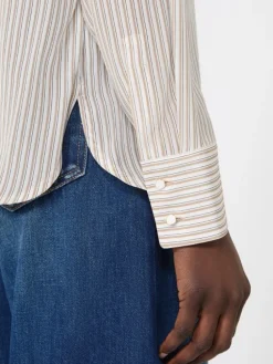 Printed crepe de chine shirt - CAMEL