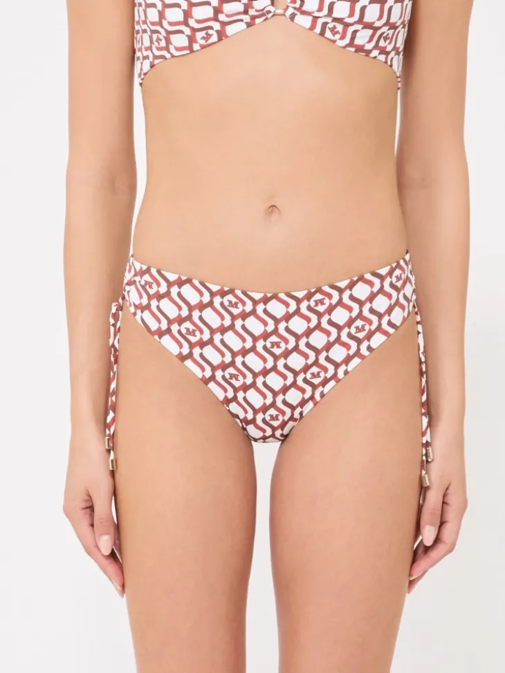 Printed jersey bikini bottoms - RUST