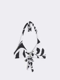 Printed jersey bikini top - WHITE