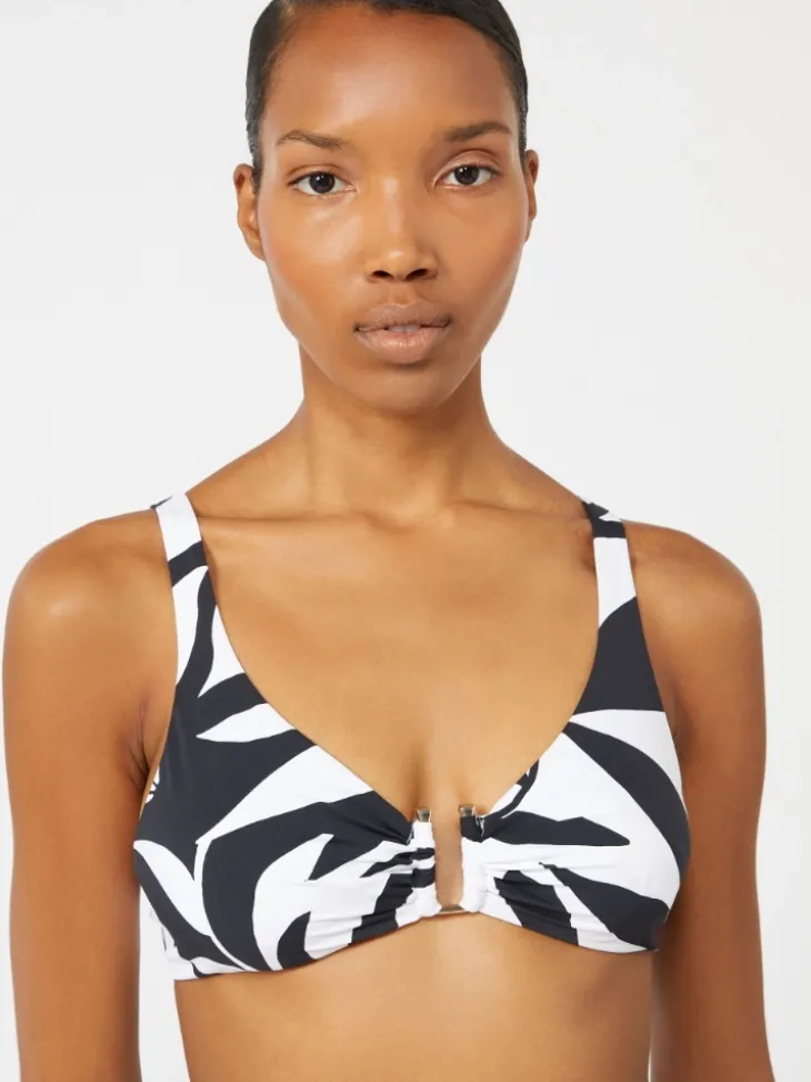 Printed jersey bikini top - WHITE