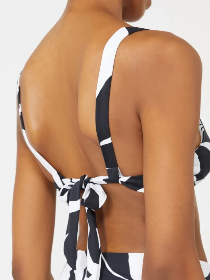Printed jersey bikini top - WHITE