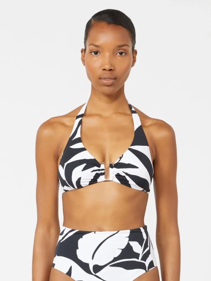 Printed jersey bikini top - WHITE