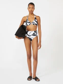 Printed jersey bikini top - WHITE