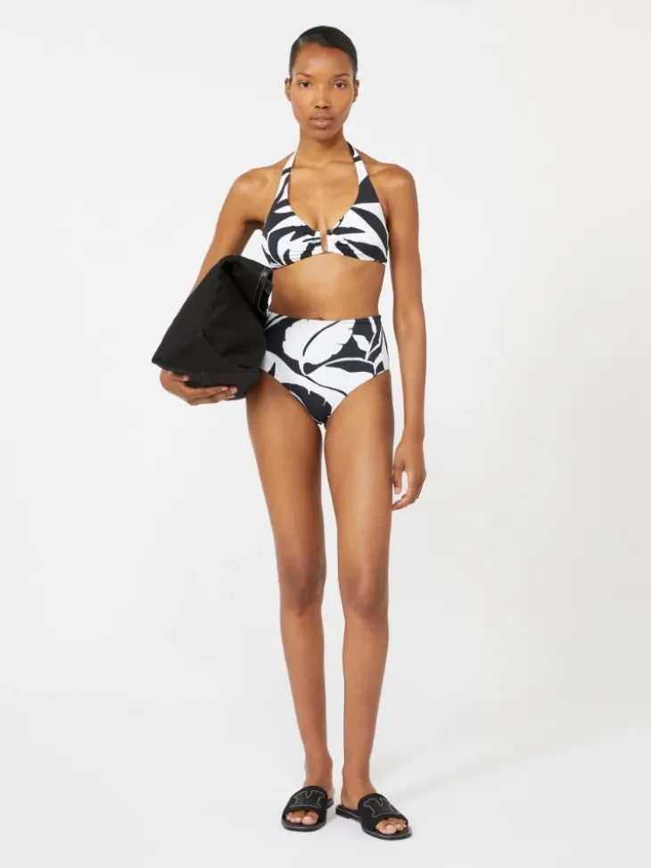Printed jersey bikini top - WHITE