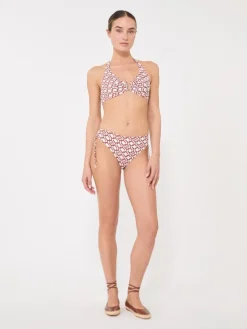 Printed jersey bikini top - RUST