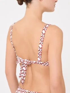 Printed jersey bikini top - RUST