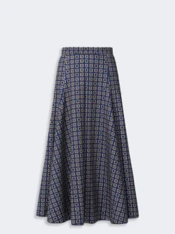 Printed jersey skirt - NAVY