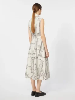 Printed Mikado shirt dress - IVORY