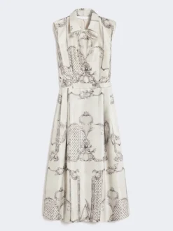 Printed Mikado shirt dress - IVORY