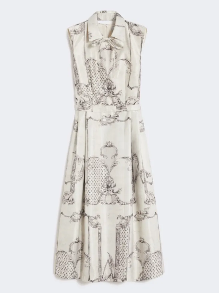 Printed Mikado shirt dress - IVORY