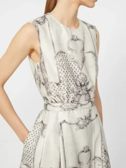 Printed Mikado shirt dress - IVORY