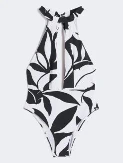 Printed nylon swimsuit - WHITE