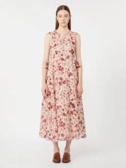 Printed ramie canvas dress - PINK