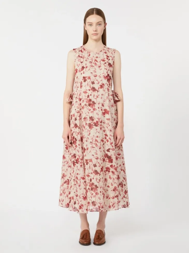 Printed ramie canvas dress - PINK
