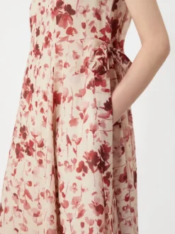 Printed ramie canvas dress - PINK