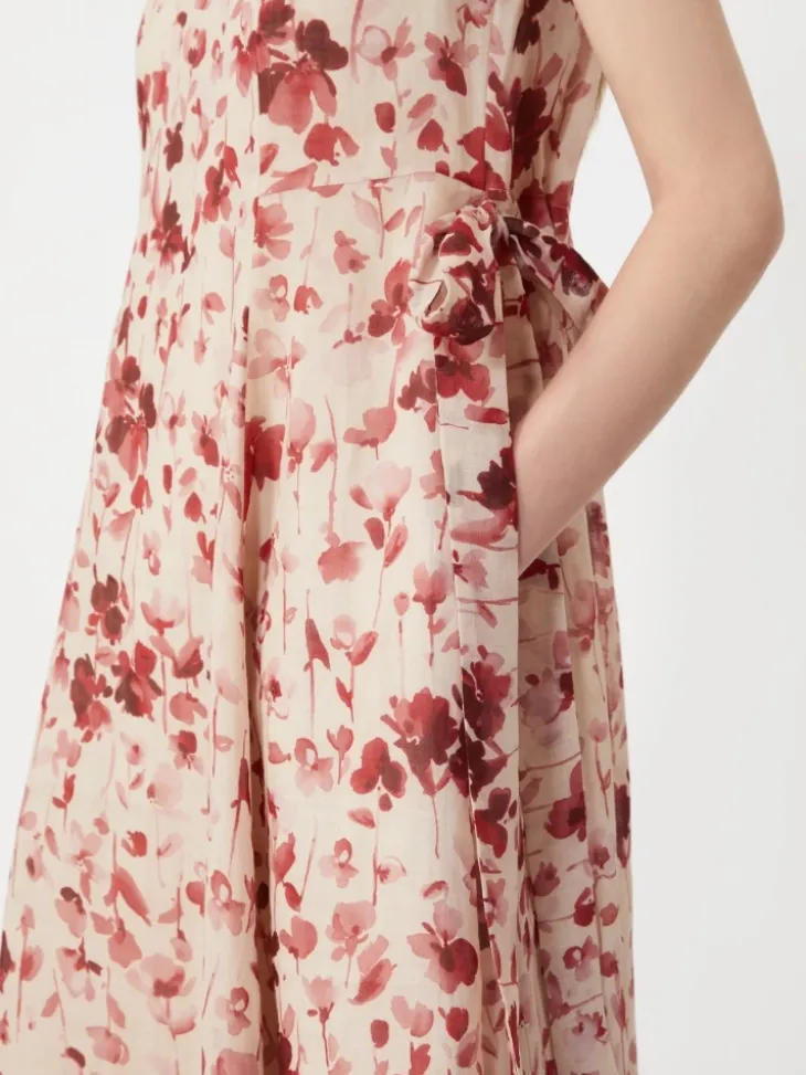 Printed ramie canvas dress - PINK