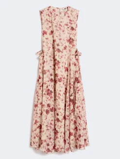 Printed ramie canvas dress - PINK