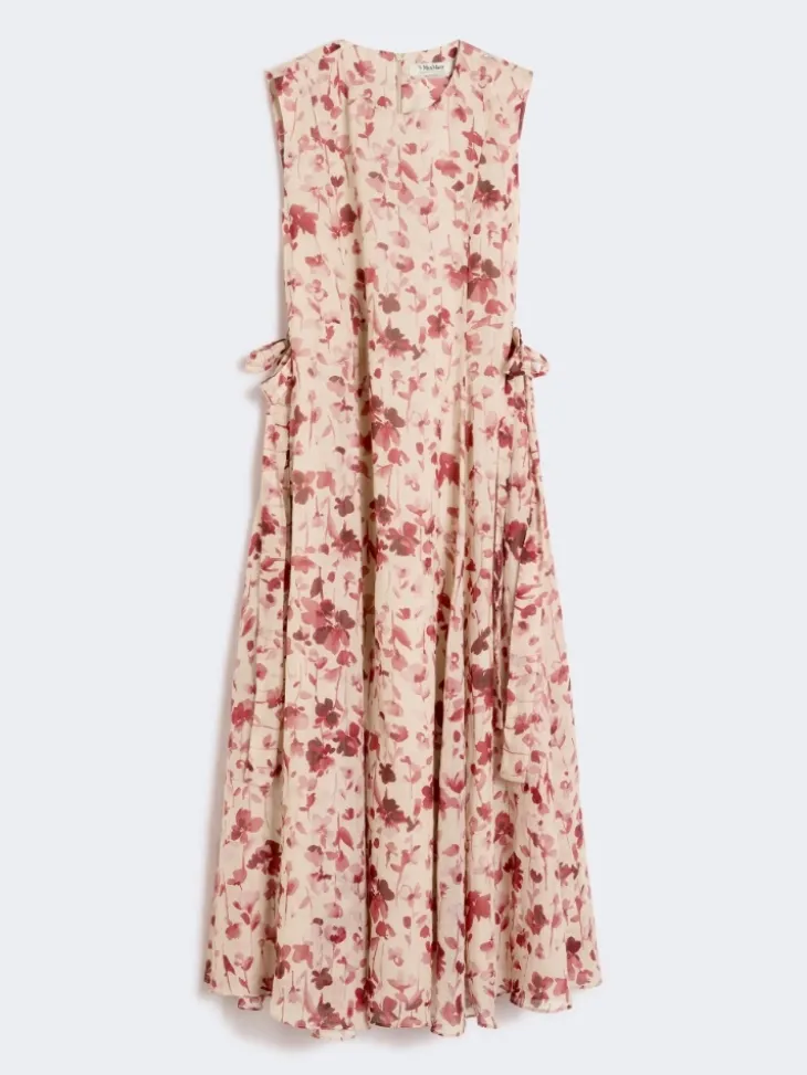 Printed ramie canvas dress - PINK