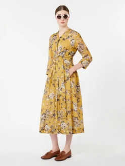 Printed ramie dress - LEMON