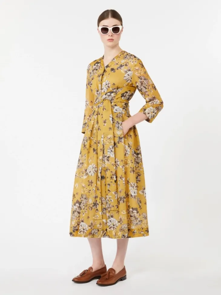 Printed ramie dress - LEMON