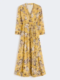 Printed ramie dress - LEMON