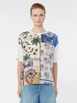 Printed silk and stretch cotton jersey T-shirt - MULTICOLOUR