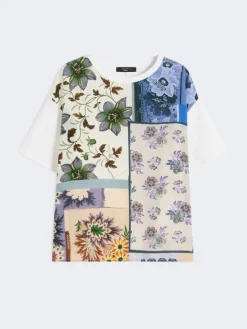 Printed silk and stretch cotton jersey T-shirt - MULTICOLOUR