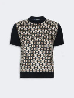 Printed silk and woollen yarn jumper - ULTRAMARINE