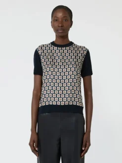 Printed silk and woollen yarn jumper - ULTRAMARINE