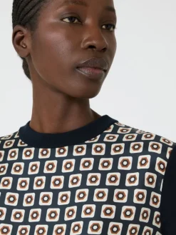 Printed silk and woollen yarn jumper - ULTRAMARINE