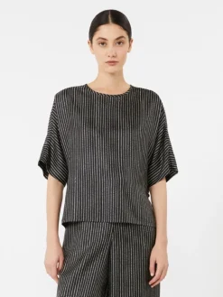 Printed silk blouse - BLACK WHITE