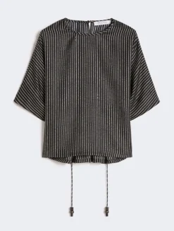 Printed silk blouse - BLACK WHITE