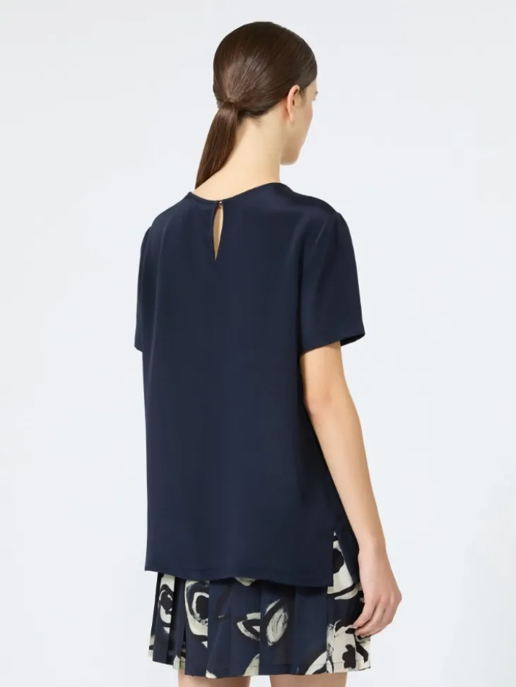 Printed silk crepe de chine blouse - ULTRAMARINE