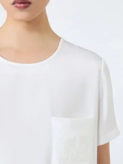 Printed silk crepe de chine blouse - WHITE