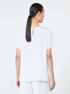 Printed silk crepe de chine blouse - WHITE