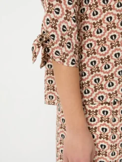 Printed silk crepe de chine blouse - ANTIQUE ROSE