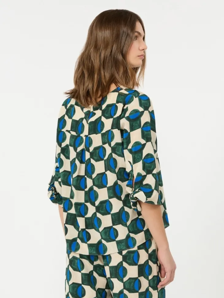 Printed silk crepe de chine blouse - DARK GREEN