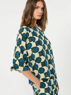 Printed silk crepe de chine blouse - DARK GREEN