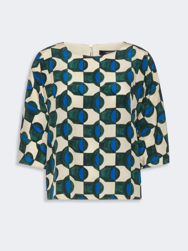 Printed silk crepe de chine blouse - DARK GREEN