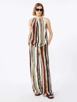Printed silk crêpe de chine top - BRICK RED