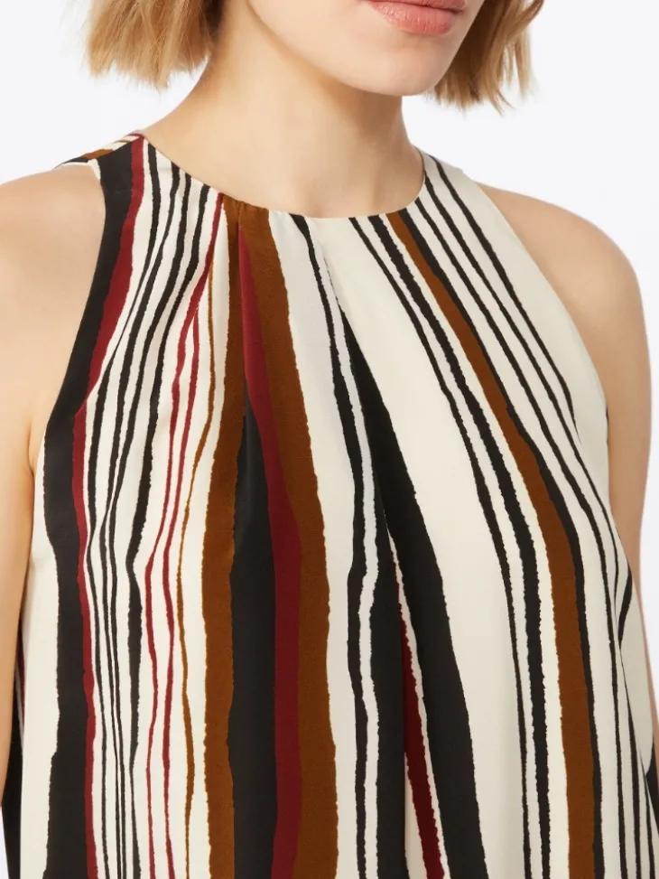 Printed silk crêpe de chine top - BRICK RED