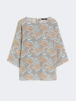 Printed silk crêpe de Chine blouse - LIGHT BLUE