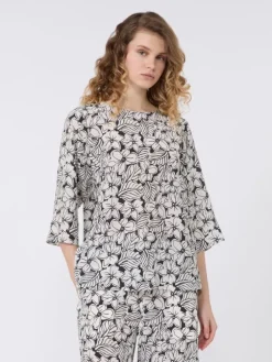 Printed silk crêpe de Chine blouse - BLACK