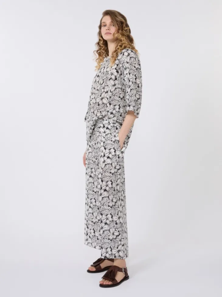 Printed silk crêpe de Chine blouse - BLACK