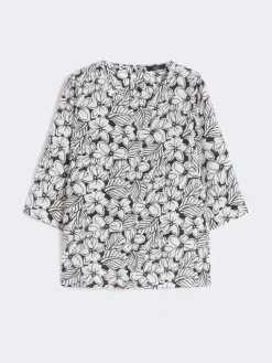 Printed silk crêpe de Chine blouse - BLACK