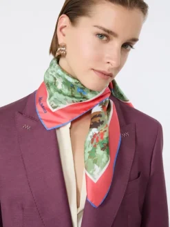 Printed silk foulard - ANTIQUE ROSE