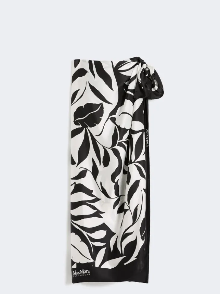Printed silk foulard - BLACK