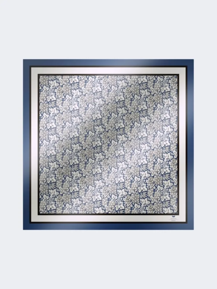 Printed silk foulard - CHINA BLUE