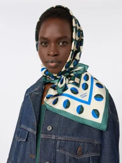 Printed silk foulard - DARK GREEN
